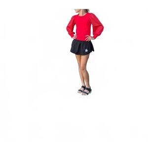 NEW LITTLE OLIN girl's gathered double-layer mini skort in black